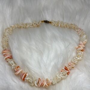 Vintage Pink and Cream Puka Shell Necklace